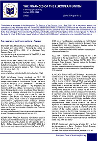 European Court of Auditors, Library Service: The Finances of the European Union - A Selective Bibliography, Update 2009-2011